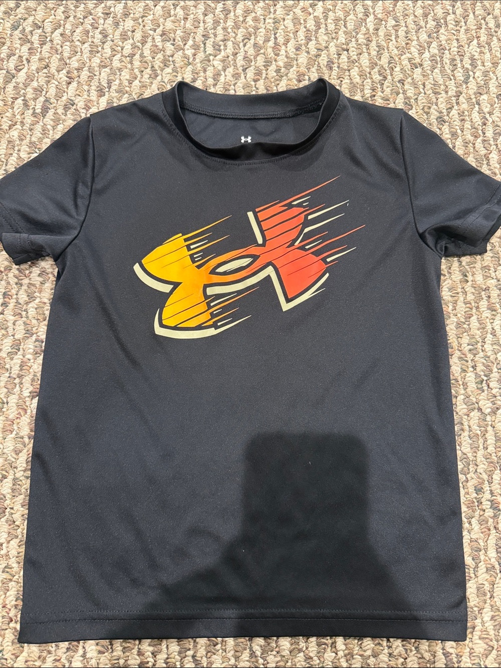 Under Armour Black Short Sleeve Tee with Yellow and Orange Gradient Logo